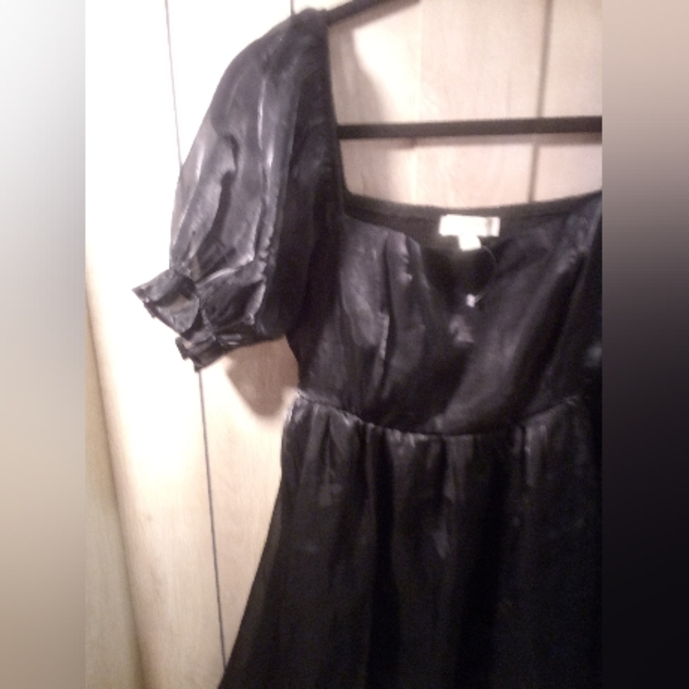 Dark Romance Fairycore Black Puffy Baby Doll Short Sleeve Tea Dress LARGE - Picture 6 of 12